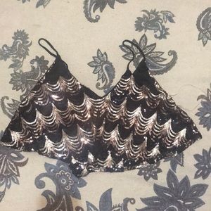 Agaci Sequin cropped swing top
